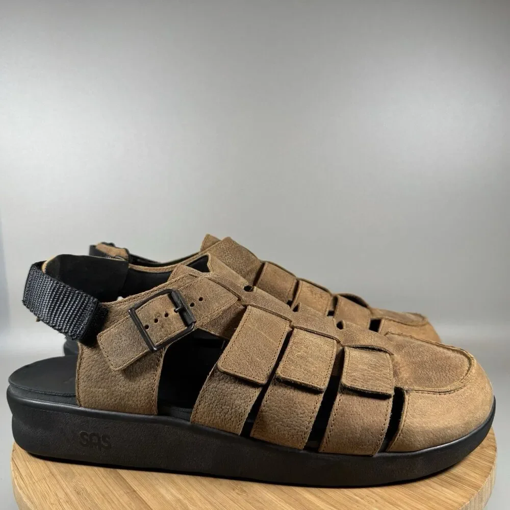 S SAS Men's Endeavor Light Brown Leather Fisherman Sandals‎ Size 15 M NEW